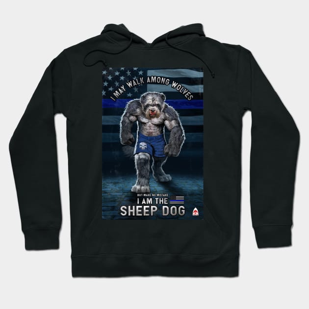 Blue Line Sheep dog Hoodie by Ground Shark